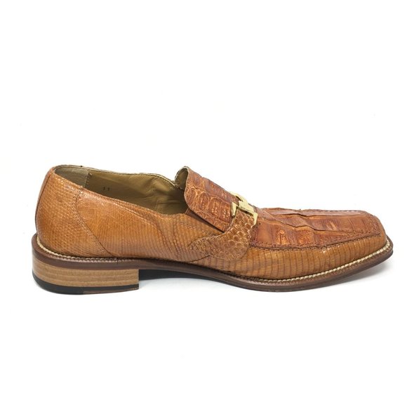 Men\'s David Eden Horsebit Loafers Shoes Size 11 Tan Genuine Crocodile Lizard main image 4